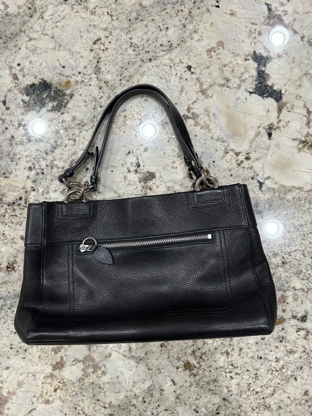 Coach Black Pebbled Leather Turnlock Shoulder Bag - Picture 5 of 6